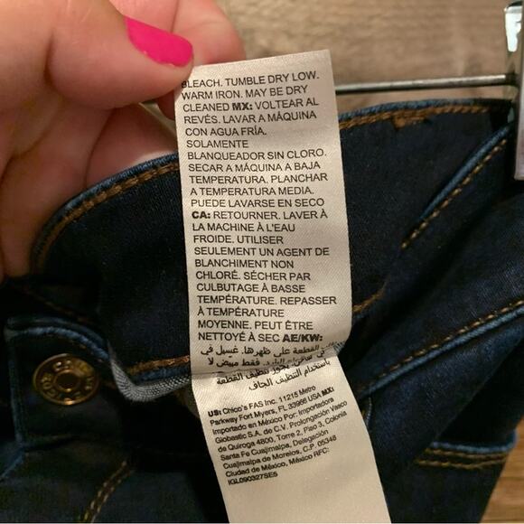 Chico's Denim Skinny Leg Jeggings Dark Wash Size 0 [U.S. Size 4] Classic Grandma - Picture 13 of 14